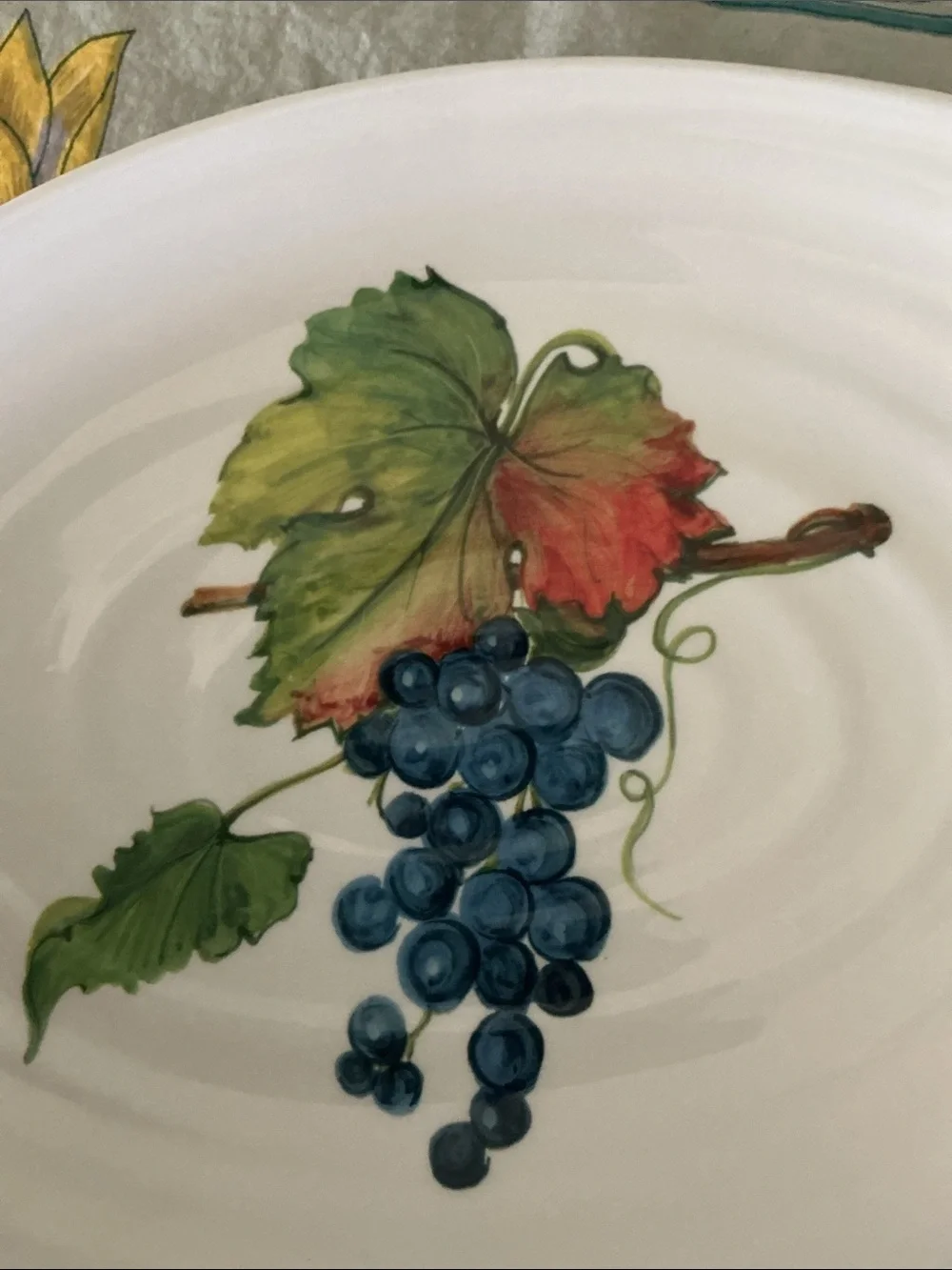 Ceramica Cuore Hand Painted Grapes Platter Made in Italy